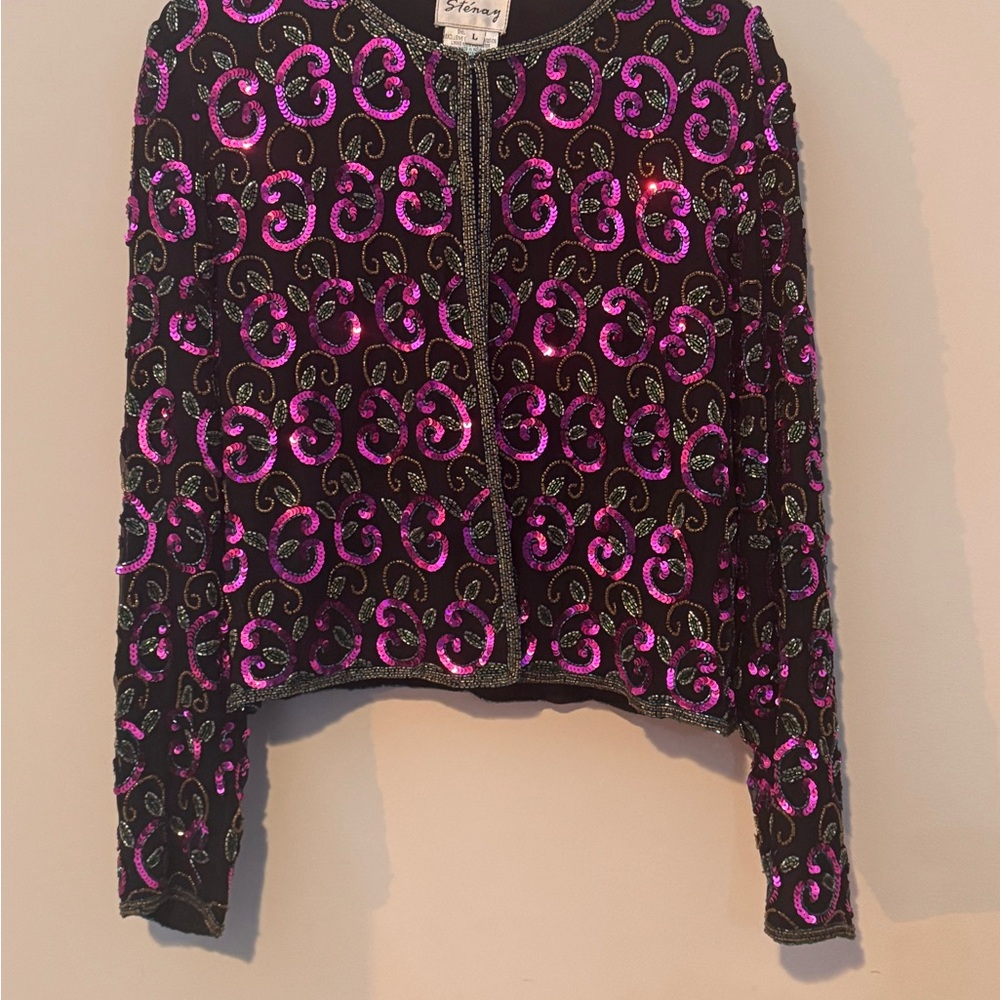 Stenay Black Jacket with Pink and Silver Sequins